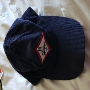Tommy Hilfiger navy blue corduroy ball cap leather and metal adjustable back